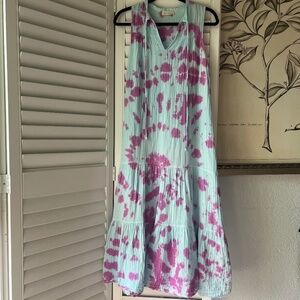 STARK X Women’s Pink & Blue Tie Dye Sleeveless Maxi Dress Size Small